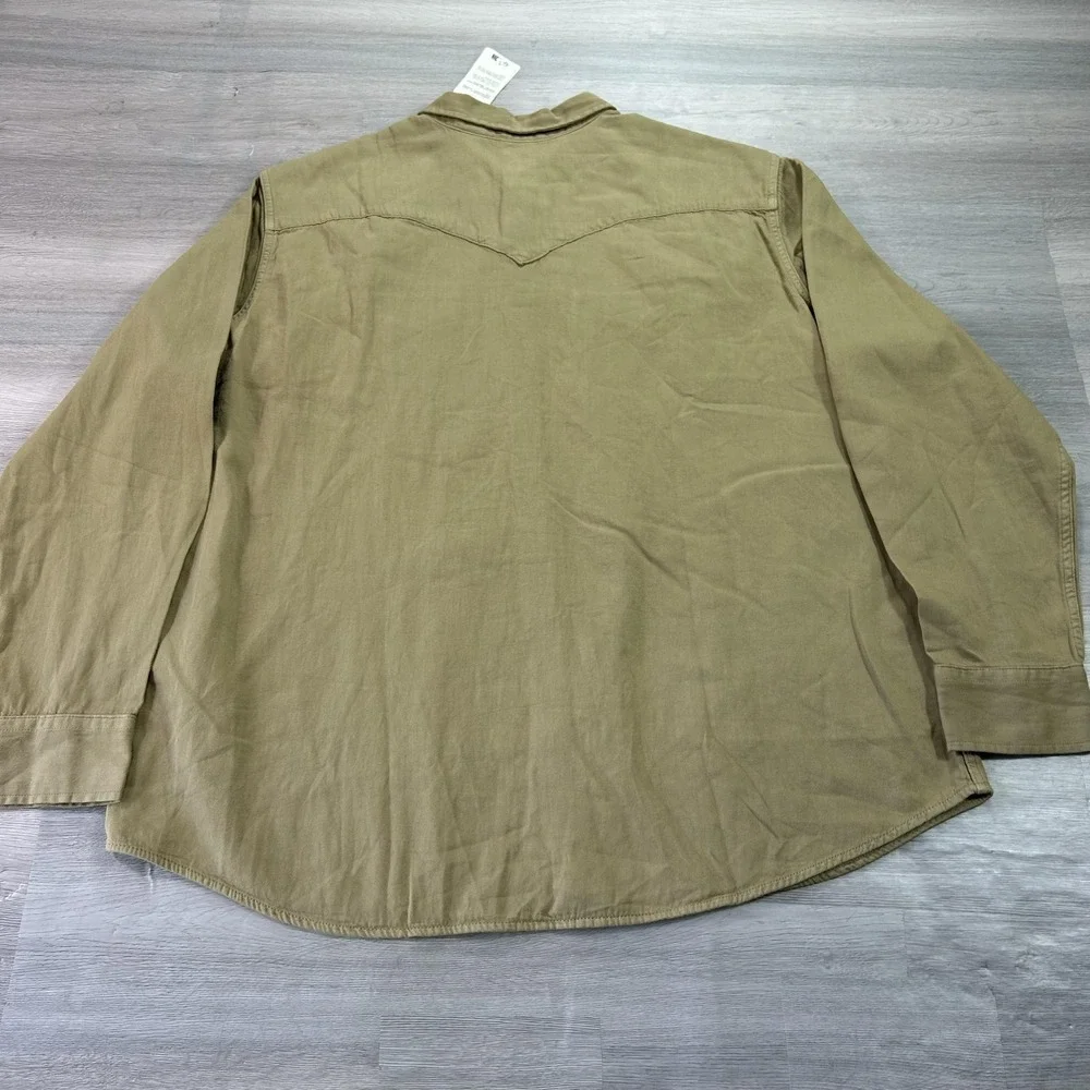 NEW Levi's The Western Shirt Mens 2XL Beige Western Snap‎ Long Sleeve Twill